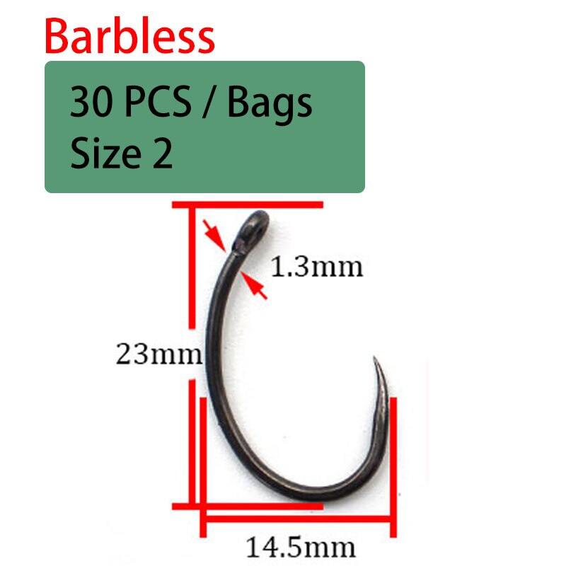 30PCS High Carbon Steel Carp Hooks Coating Carp Fishing Hook Wide Gape With Micro Barb Matt Black Yn Hook for Carp Coarse
