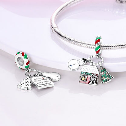 Christmas Plata De Ley 925 New in Red Socks Santa Charm Christmas Tree Beads for Pandora 925 Bracelet Necklace Christmas Jewelry