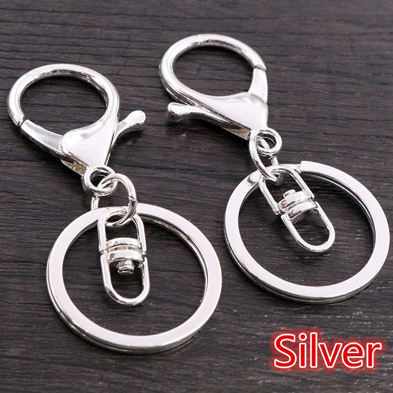 5pcs/Lot 30mm Key Ring Long 70mm Popular Classic 11 Colors Plated Lobster Clasp Key Hook Chain Jewelry Making for Keychain