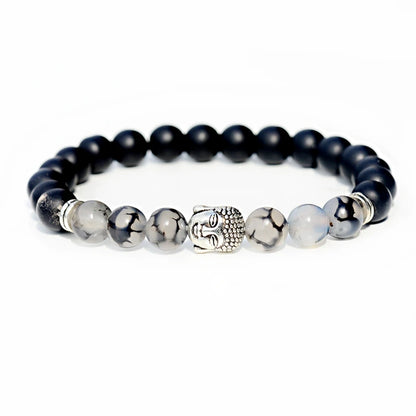 Buddhism Yoga Balance Bracelet Men Bileklik Black Matte Natural Stone Beads Bracelet for Women Braclet Jewelry AB216