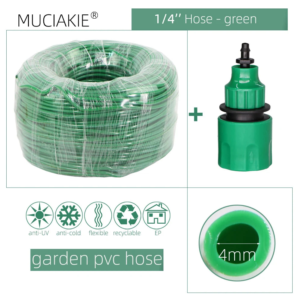10/20/25/40 Meter 4/7mm Garden Water Hose With Quick Connector Micro Drip Misting Irrigation Tubing Pipe PVC Hose 1/4'' New Hose