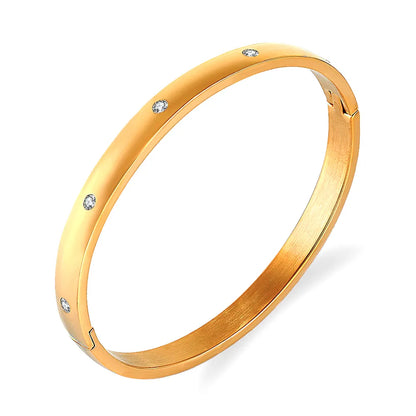 FYSARA Luxury Brand Crystals Love Bangles Cubic Zirconia Bracelets Couple Luxuxy Jewelry Stainless Steel Bangles for Women