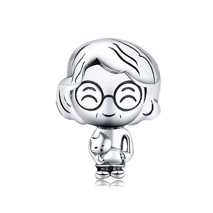 BISAER 925 Sterling Silver Blue Travel Suitcase Charm Pink Car Pendant Family House Home Beads Fit Women Bracelet DIY Jewelry
