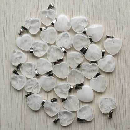 50pcs/Lot 2022 Assorted Heart Natural Stone Charms Pendants for Jewelry Making Good Quality 20mm