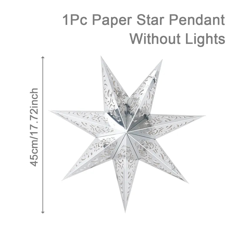 30-75cm Hollow Star Hanging Pendant Eid Mubarak Christmas Ramadan Decoration 2024 Islamic Muslim Party Decor Ramadan Kareem