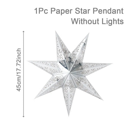 30-75cm Hollow Star Hanging Pendant Eid Mubarak Christmas Ramadan Decoration 2024 Islamic Muslim Party Decor Ramadan Kareem