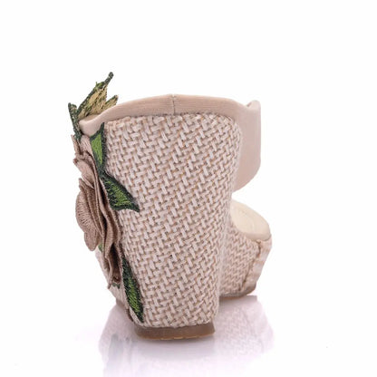 Crystal Queen Woman Slippers Home Casual Beach Flip Flops Lady Sandals Summer High Heels