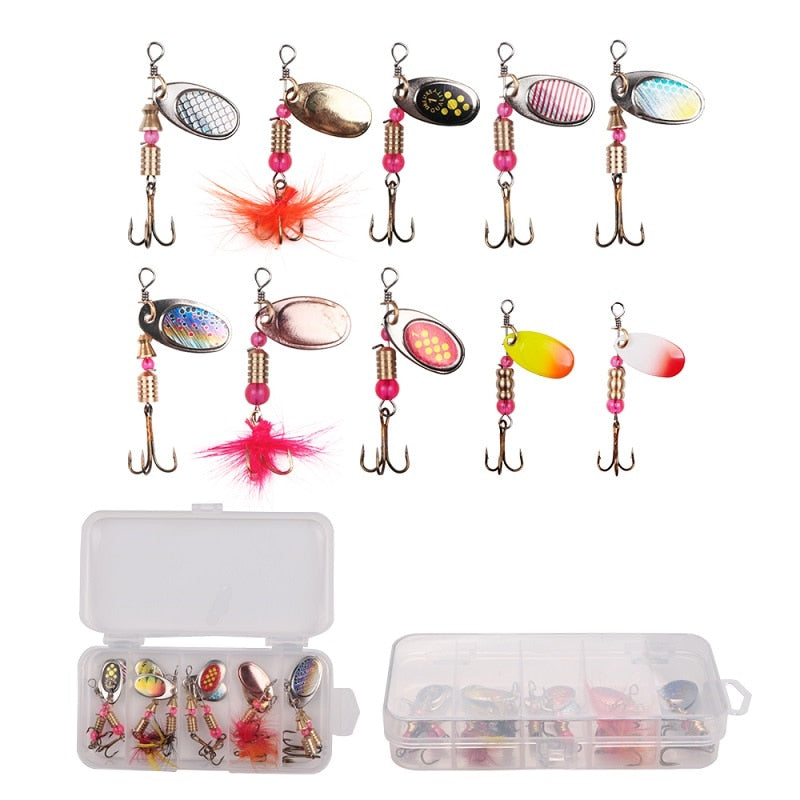 10pcs/Lot LUSHAZER Fishing Spoon Lures Spinner Bait 2.5-4g Fishing Wobbler Metal Baits Spinnerbait Isca Artificial With Box