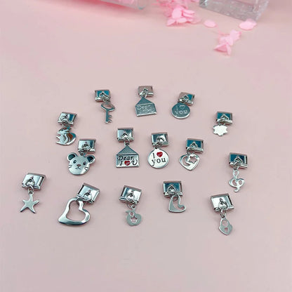 Hapiship 9mm Width New Original Daisy I Love You Heart Flower Italian Charm Fit Bracelet Stainless Steel Jewelry Making DJ047