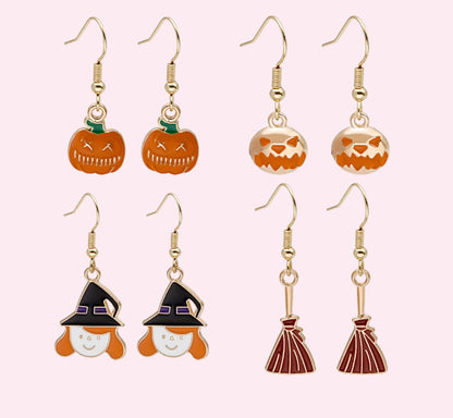 Pumpkin Earring, Minimalist Ghost Earrings, Halloween, Handmade Jewelry, Witch Earrings