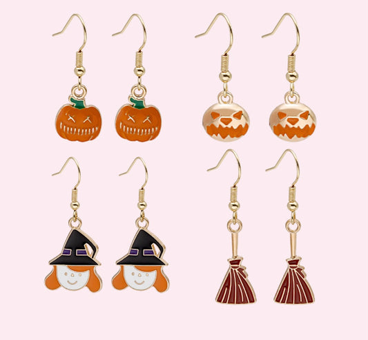 Pumpkin Earring, Minimalist Ghost Earrings, Halloween, Handmade Jewelry, Witch Earrings