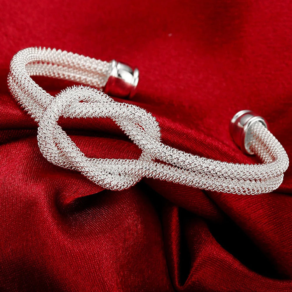 Andara 925 Sterling Silver Round Heart Open Bracelet for Women Jewelry Cuff Bangles
