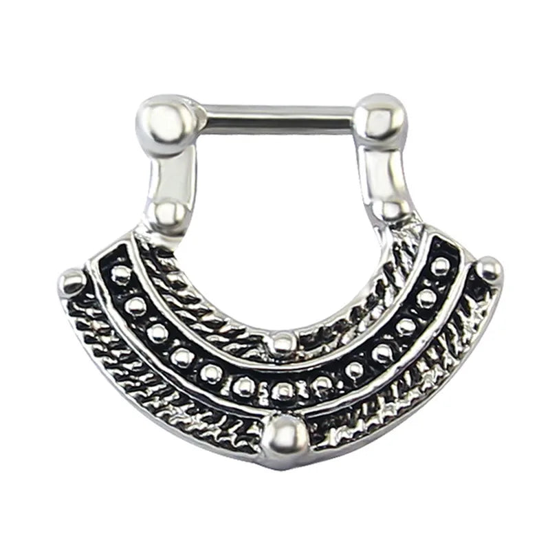 Indian Nose Piercing Septum Clicker Real Clip Rings Piercing Jewelry Septum Tribal Hoop Nose Ring Body Piercing Septo Indiano