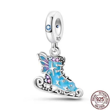 Christmas Plata De Ley 925 New in Red Socks Santa Charm Christmas Tree Beads for Pandora 925 Bracelet Necklace Christmas Jewelry