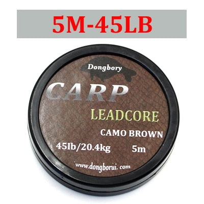 5m Braided Lead Core Carp Leader Line Camo Brown Mainline Leadcore for Carp Rig Chod Helicopter Rig Carp Coarse Fishing Line
