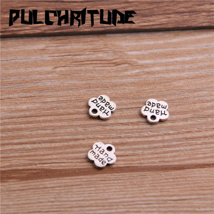 100PCS 8*8mm Metal Alloy Two Color Double Letter Florets Charms Pendants for Jewelry Making DIY Handmade Craft