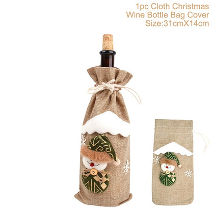 Christmas Wine Bottle Cover Merry Christmas Decor for Home 2023 Navidad Noel Christmas Ornaments Xmas Happy New Year 2024