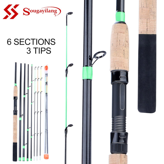 Sougayilang Feeder Fishing Rod Telescopic Spinning/6 Sections Travel Rod 3.0 3.3 3.6m Pesca Carp Feeder 60-180g Pole Fish Tackle