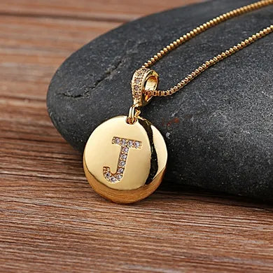 Nidin Women Girls Initial Letter Necklace 26 A-Z Charm Neck Pendants Copper CZ Jewelry Personal