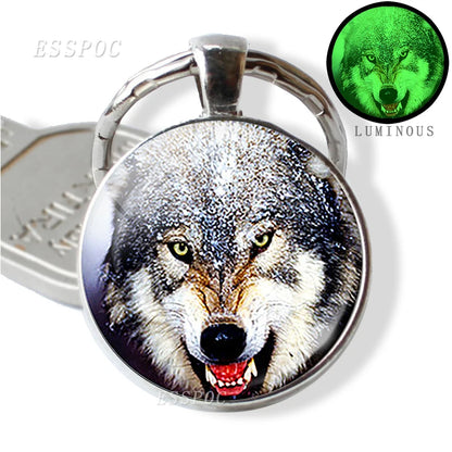 Glow in the Dark Wolf Key Chain Key Rings Holder Luminous Wolf Head Keychain Men Jewelry