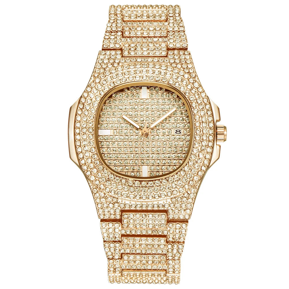 New 2021 ICE Out Role Hip Hop Watch Diamond Watch Men Silver Steel Mens Quartz Watches Waterproof Relogio Masculino