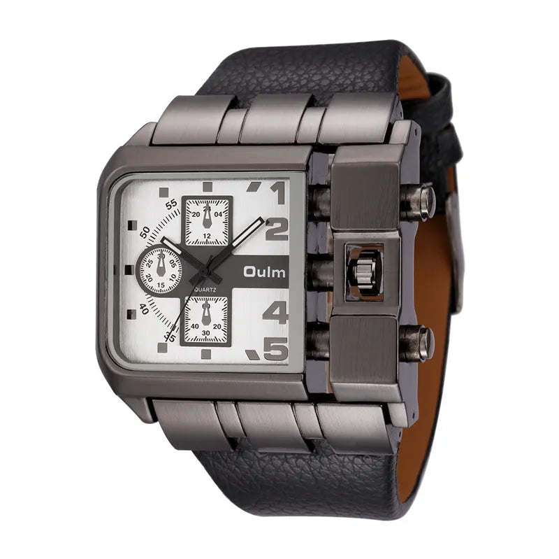 Oulm 3364 Casual Wristwatch Square Dial Wide Strap Men's Quartz Watch Luxury Brand Male Clock Super Big Men Watches Montre Homme