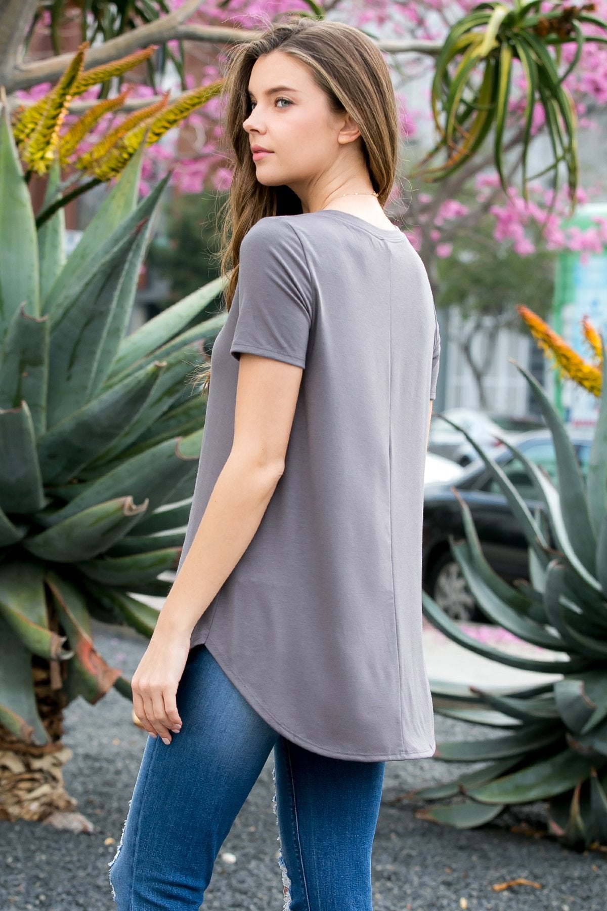 Short Sleeved Round Neck Boyfriend Tunic