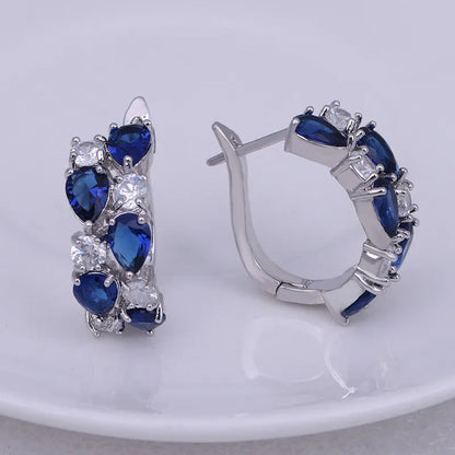 LXOEN 2022 Classic Semi-Precious Stone Stud Earrings for Women Silver Color Round Studs Ear Jewelry Brinco Bijoux