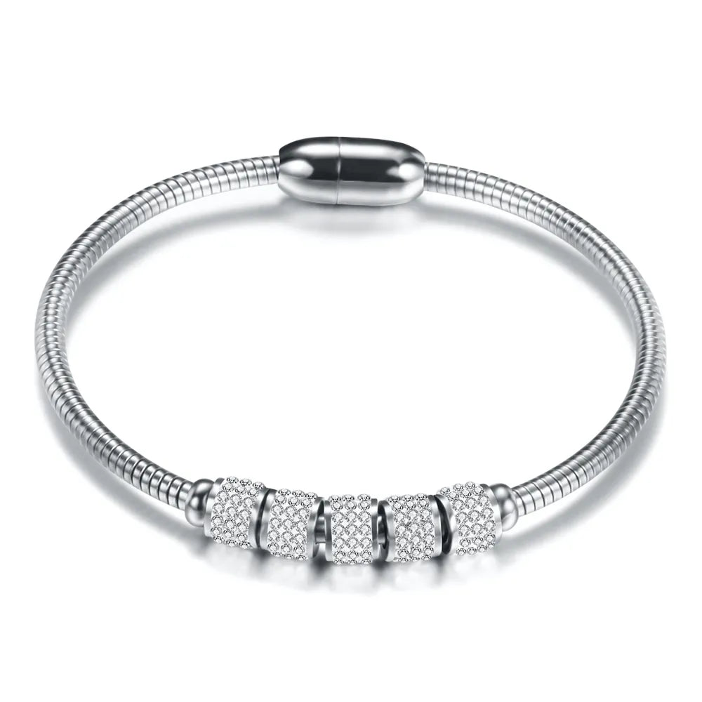 Drop Shipping Fashion Woman Bracelet and Bangles With Magnetic Clasp Women Stainless Steel Bracelet Bangles Jewelry