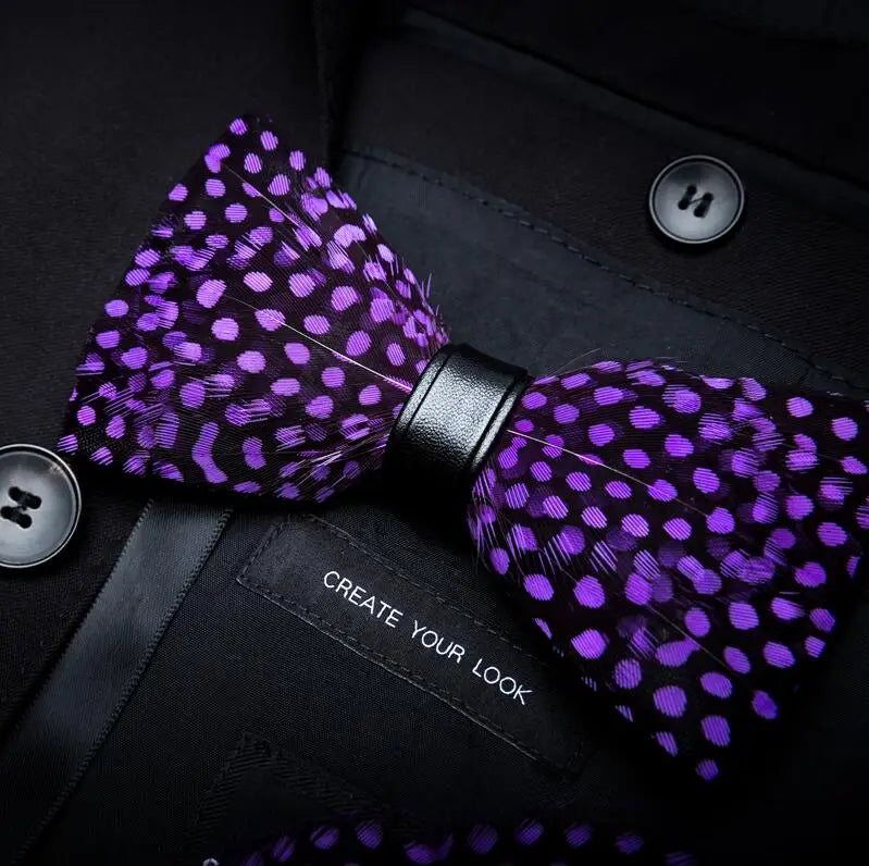 RBOCOTT Feather Bow Ties Men's Luxury Bowtie With Box Fashion Peacock Feather Bow Ties for Men Business Party Wedding