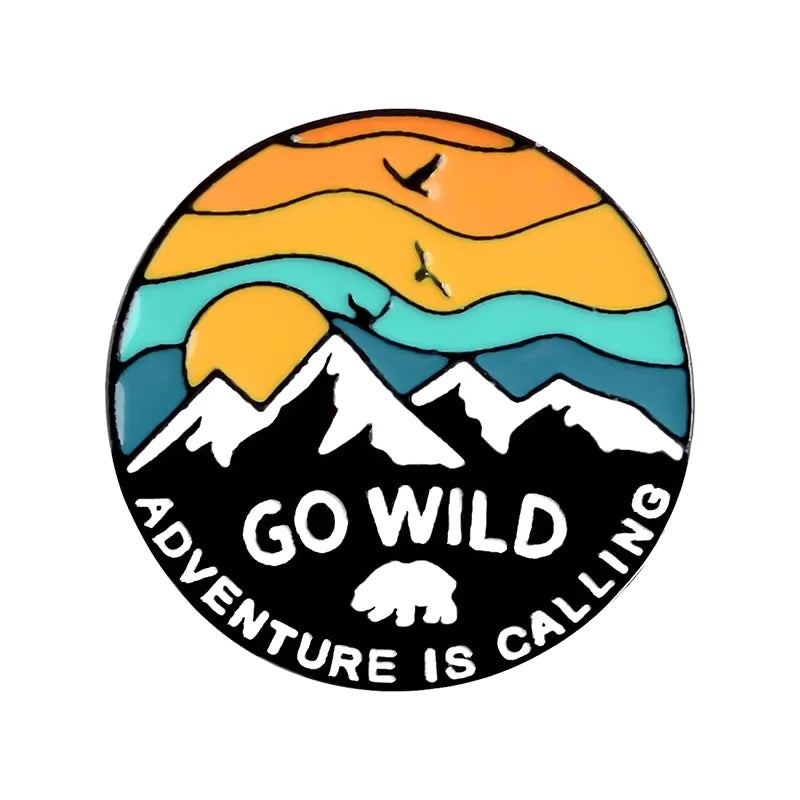 Outdoors Mountain Starry Night Enamel Pin Custom Wild Camping Hiking Brooches Bag Clothes Lapel Pin Adventure Badge Jewelry