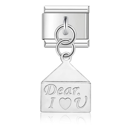 Hapiship 9mm Width New Original Daisy I Love You Heart Flower Italian Charm Fit Bracelet Stainless Steel Jewelry Making DJ047