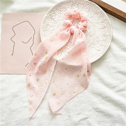Santa Claus Bows Hair Scrunchies Long Ribbon Ponytail Scarf  Hair Tie Women Girls Elastic Hair Bands Christmas Hair Accessories