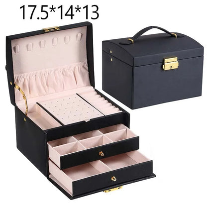 Jewelry Organizer Large Jewelry Box High Capacity Jewelry Casket Makeup Storage Makeup Organizer Leather Beauty Travel Box
