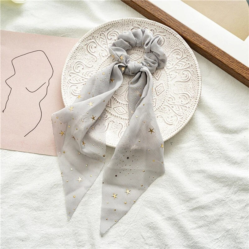 Santa Claus Bows Hair Scrunchies Long Ribbon Ponytail Scarf  Hair Tie Women Girls Elastic Hair Bands Christmas Hair Accessories