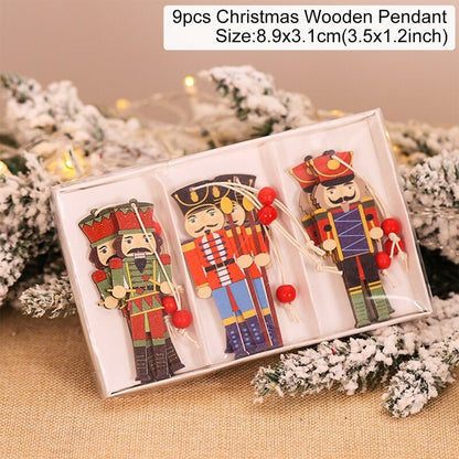 Wooden Christmas Pendant Merry Christmas Decor for Home 2023 Navidad Ornaments C