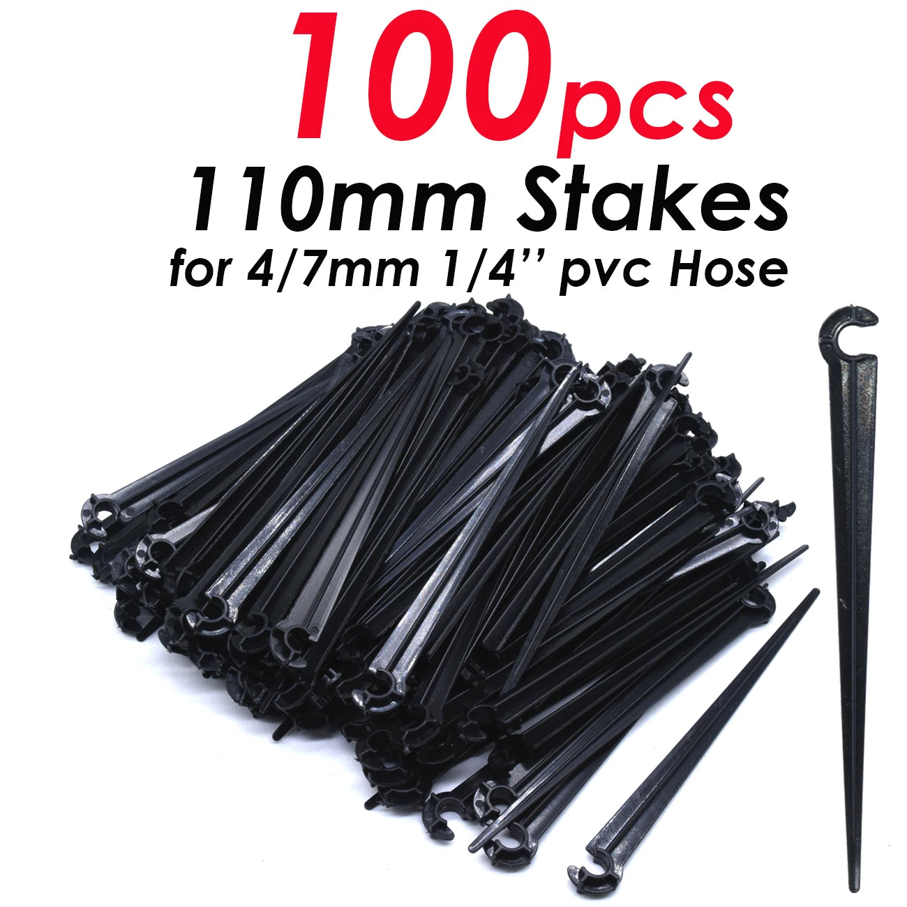 50-200pcs Durable 1/4'' C-Type Hook Fixed Stem Support Holder Stakes for 4/7mm Hose Flowerpot Drip Irrigation Fitting Greenhouse