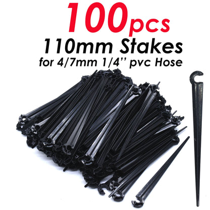 50-200pcs Durable 1/4'' C-Type Hook Fixed Stem Support Holder Stakes for 4/7mm Hose Flowerpot Drip Irrigation Fitting Greenhouse