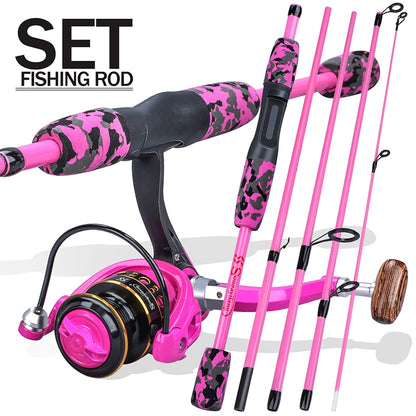Sougayilang 1.70m Fishing Rod Combo Portable 5 Section Carbon Fiber Fishing Pole and 1000-3000 Spinning Reel Fishing Tackle Set