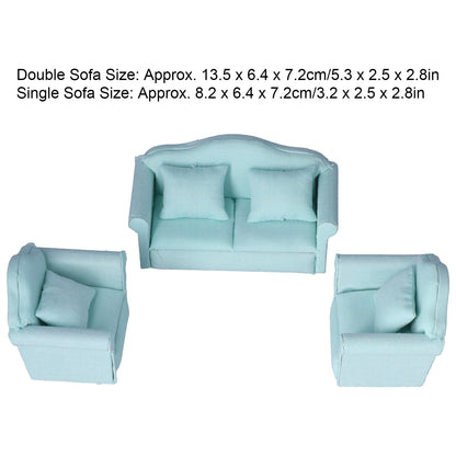 1/12 Miniature Sofa Simulation Dollhouse Sofa Living Room Furniture Children Doll House DIY Pretend Play Role Toys