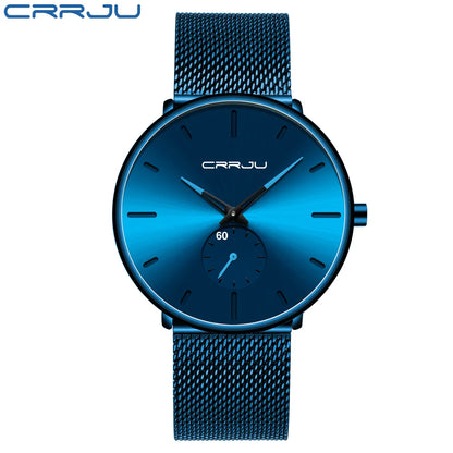 Men Watch CRRJU Watch Women Quartz Dress Watch for Men Dress Watches Fashion Unisex Ultra Thin Wristwatch Relojes Para Hombre
