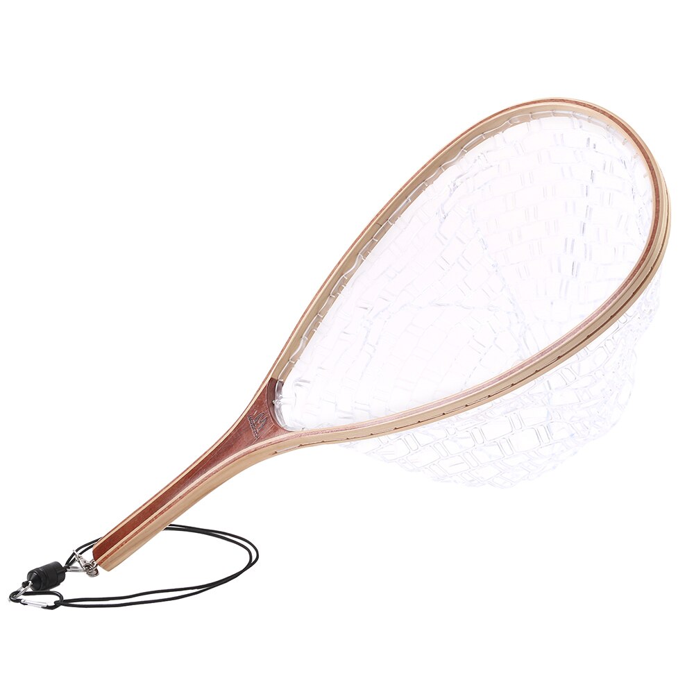 Maximumcatch Fly Fishing Landing Net Nylon Trout Catch and Release Net With Curve Wood Handle Tenkara Net