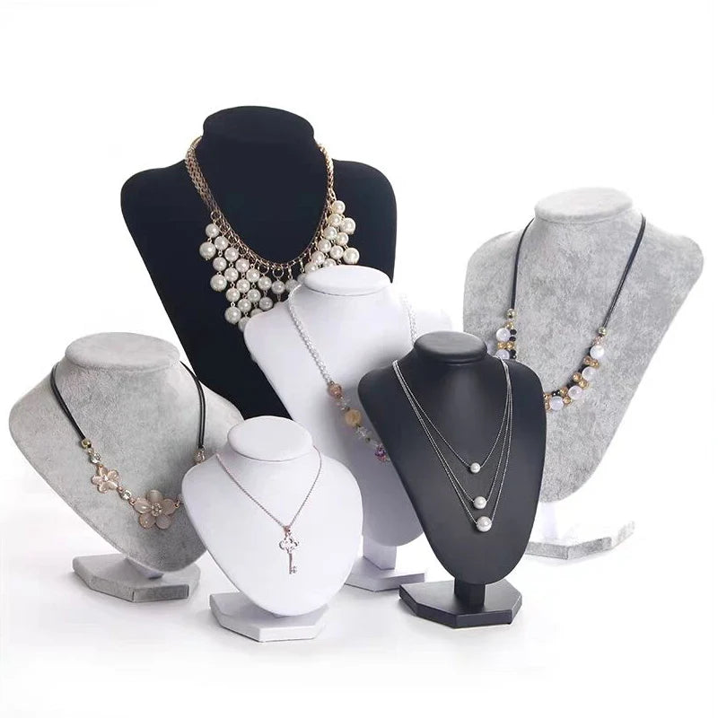 Model Bust Show Exhibitor 6 Options Black Velvet Jewelry Display Necklace Pendants Mannequin Jewelry Stand Organizer