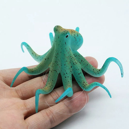 Fluorescent Artificial Octopus Aquarium Ornament With Suction Cup Fish Tank Decoration