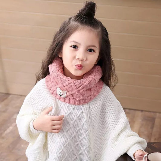 JAMONT Cute Cotton Winter Baby Neck Ring Scarf LICs Children's Girls Boys Knitted Wool O-Scarves for Kids Solid Warm Snood Braga
