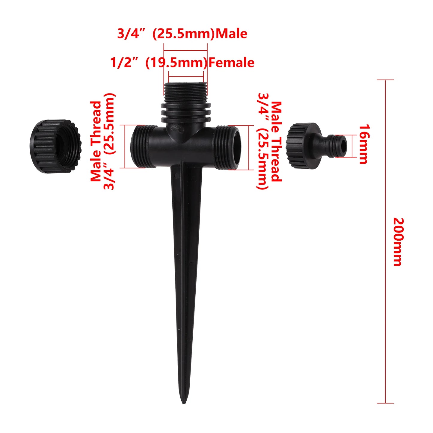 Double Outlet Impact Rocker Sprinkler Nozzle 360 Degree Rotary Jet Agricultural Garden Irrigation Sprinklers 1/2" Male Thread