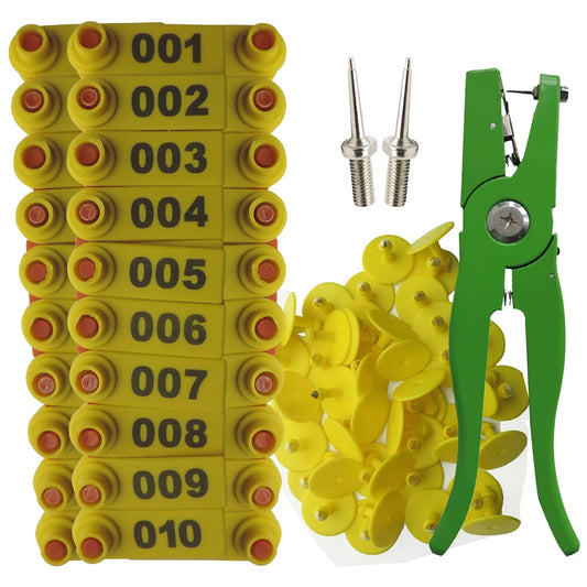 Ear Tag Sheep Marker Applicator 001-100 Ear Tags for Goat Identification Kit Ear Tagger With 2pcs Pins Ear Tag Pliers