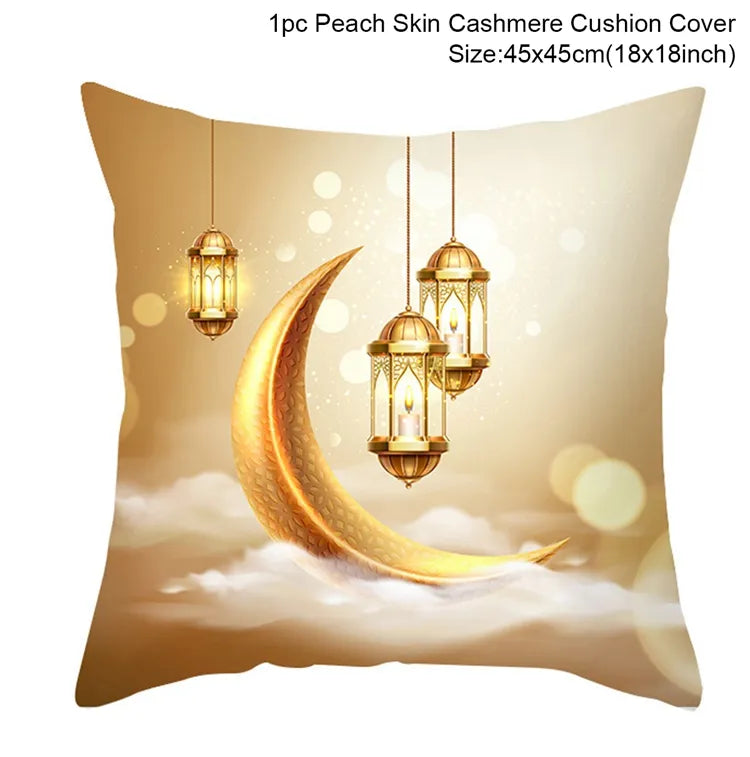EID Mubarak Cushion Cover Ramadan Decoration for Home Ramadan Kareem Mubarak Muslim Islamic Party Supplies EID Pillowcase