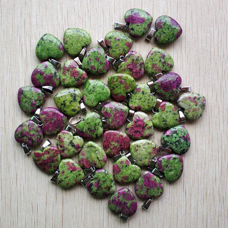 50pcs/Lot 2022 Assorted Heart Natural Stone Charms Pendants for Jewelry Making Good Quality 20mm