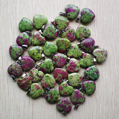50pcs/Lot 2022 Assorted Heart Natural Stone Charms Pendants for Jewelry Making Good Quality 20mm